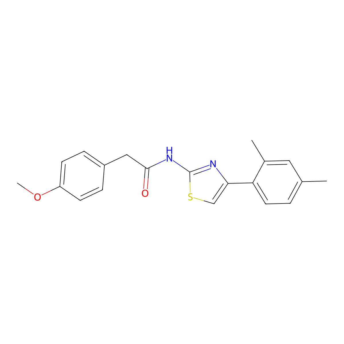 N-[4-(2,4-dimethylphenyl)-1,3-thiazol-2-yl]-2-(4-methoxyphenyl)acetamide molecular structure, CAS 544450-59-1