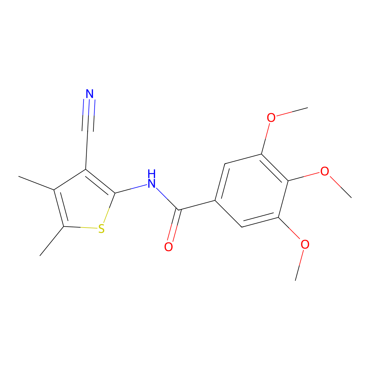N-(3-cyano-4,5-dimethylthiophen-2-yl)-3,4,5-trimethoxybenzamide molecular structure, CAS 544450-67-1