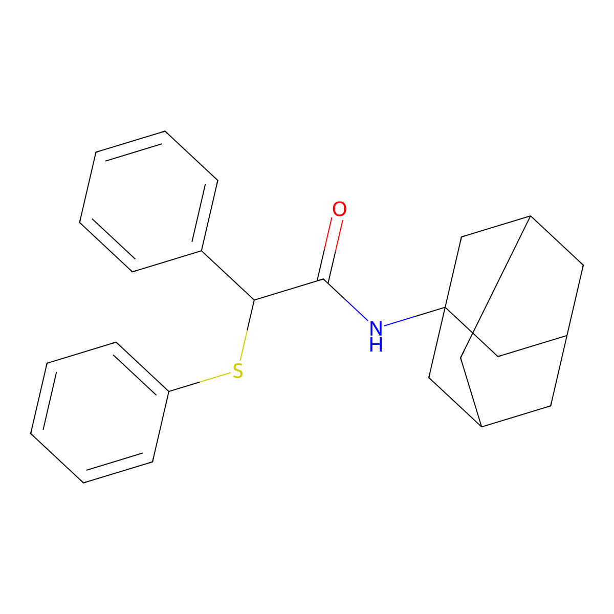 N-(1-adamantyl)-2-phenyl-2-phenylsulfanylacetamide molecular structure, CAS 544450-70-6