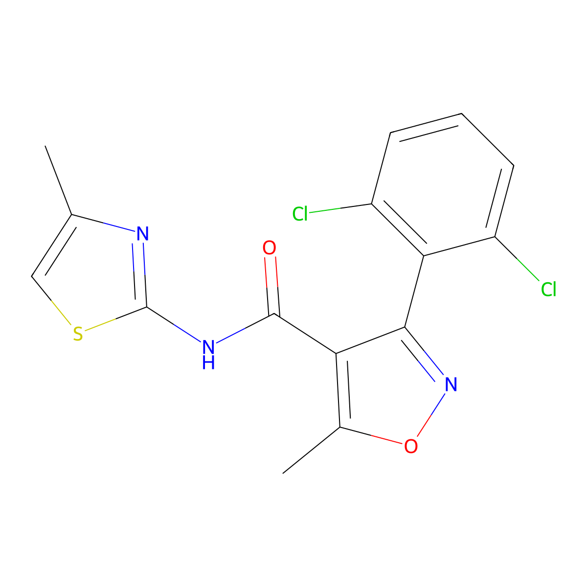 3-(2,6-dichlorophenyl)-5-methyl-N-(4-methyl-1,3-thiazol-2-yl)-1,2-oxazole-4-carboxamide molecular structure, CAS 544451-32-3