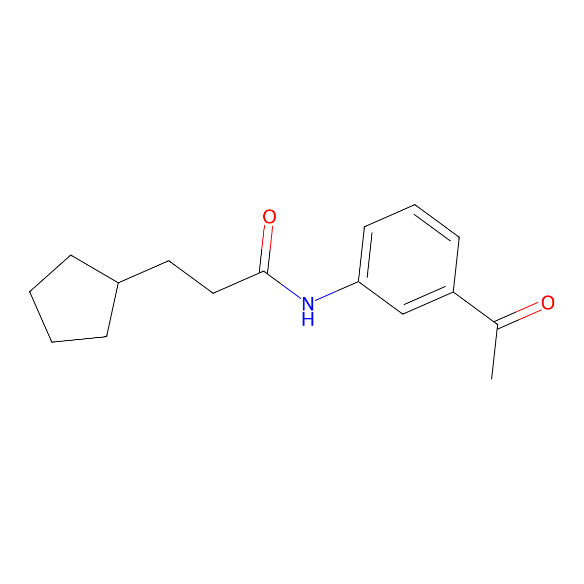 N-(3-acetylphenyl)-3-cyclopentylpropanamide molecular structure, CAS 544451-47-0