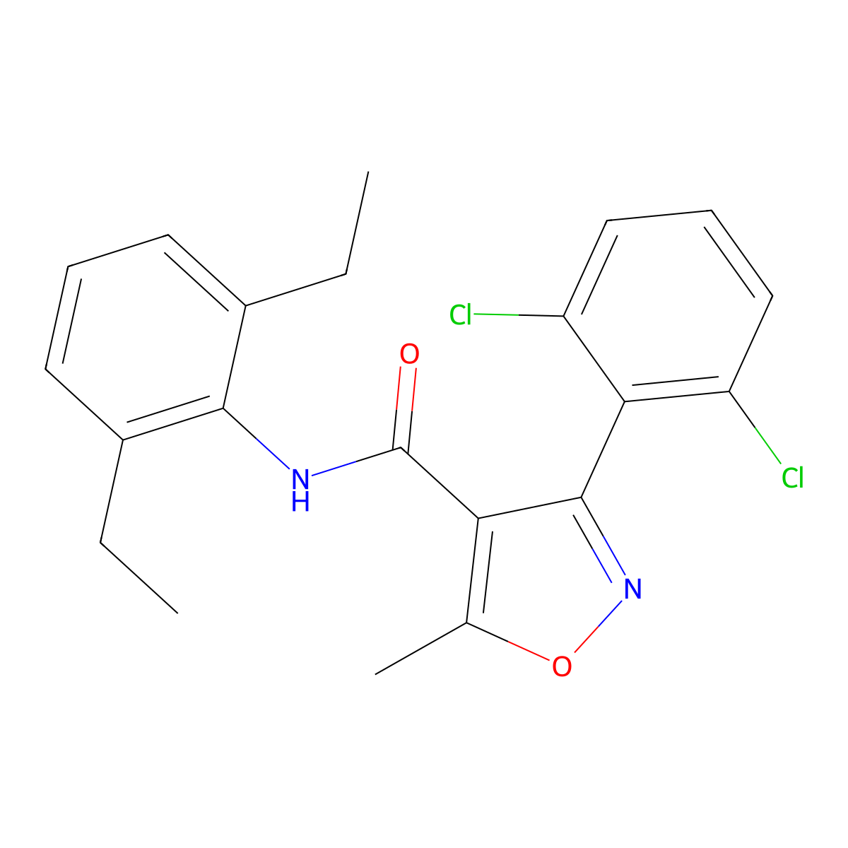 3-(2,6-dichlorophenyl)-N-(2,6-diethylphenyl)-5-methyl-1,2-oxazole-4-carboxamide molecular structure, CAS 544453-76-1