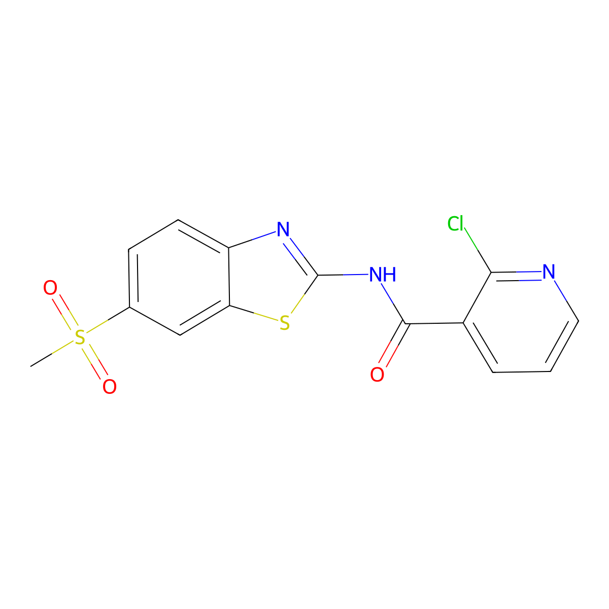 2-chloro-N-(6-methanesulfonyl-1,3-benzothiazol-2-yl)pyridine-3-carboxamide molecular structure, CAS 544455-79-0
