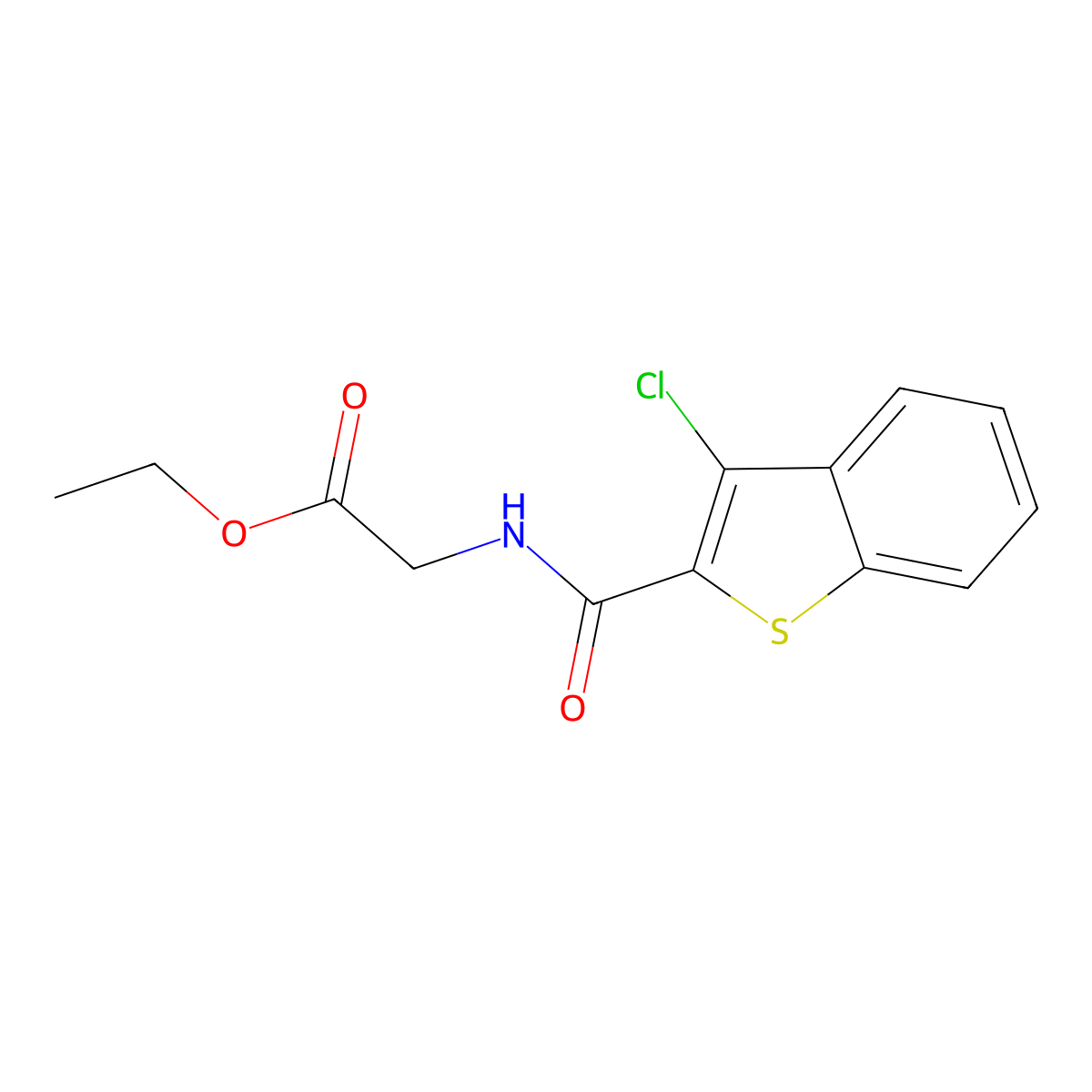 Ethyl 2-[(3-chlorobenzo[b]thiophen-2-yl)carbonylamino]acetate molecular structure, CAS 544456-01-1