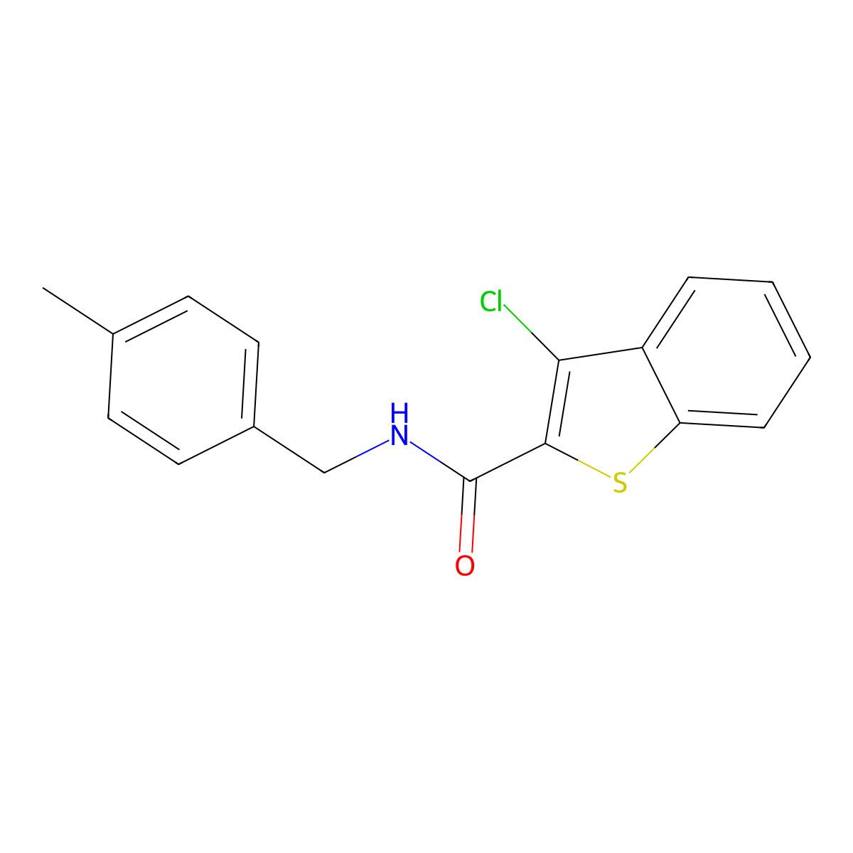 3-chloro-N-[(4-methylphenyl)methyl]-1-benzothiophene-2-carboxamide molecular structure, CAS 544456-03-3