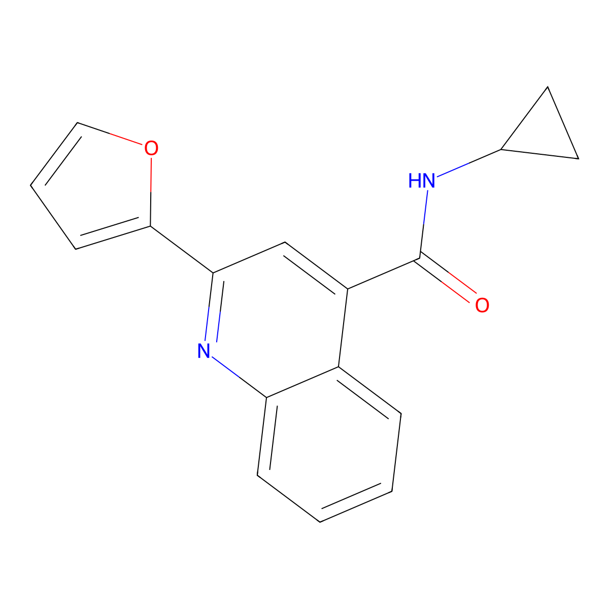 N-cyclopropyl-2-(furan-2-yl)quinoline-4-carboxamide molecular structure, CAS 544456-60-2
