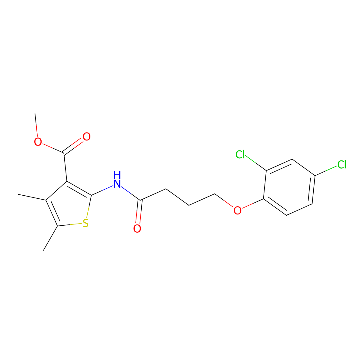Methyl 2-[4-(2,4-dichlorophenoxy)butanoylamino]-4,5-dimethylthiophene-3-carboxylate molecular structure, CAS 544456-80-6