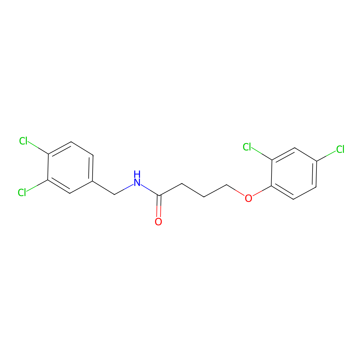 4-(2,4-dichlorophenoxy)-N-[(3,4-dichlorophenyl)methyl]butanamide molecular structure, CAS 544456-89-5