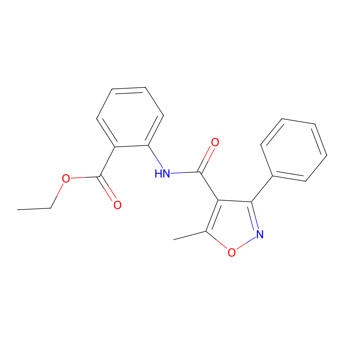 Ethyl 2-{[(5-methyl-3-phenyl-4-isoxazolyl)carbonyl]amino}benzenecarboxylate molecular structure, CAS 544457-76-3