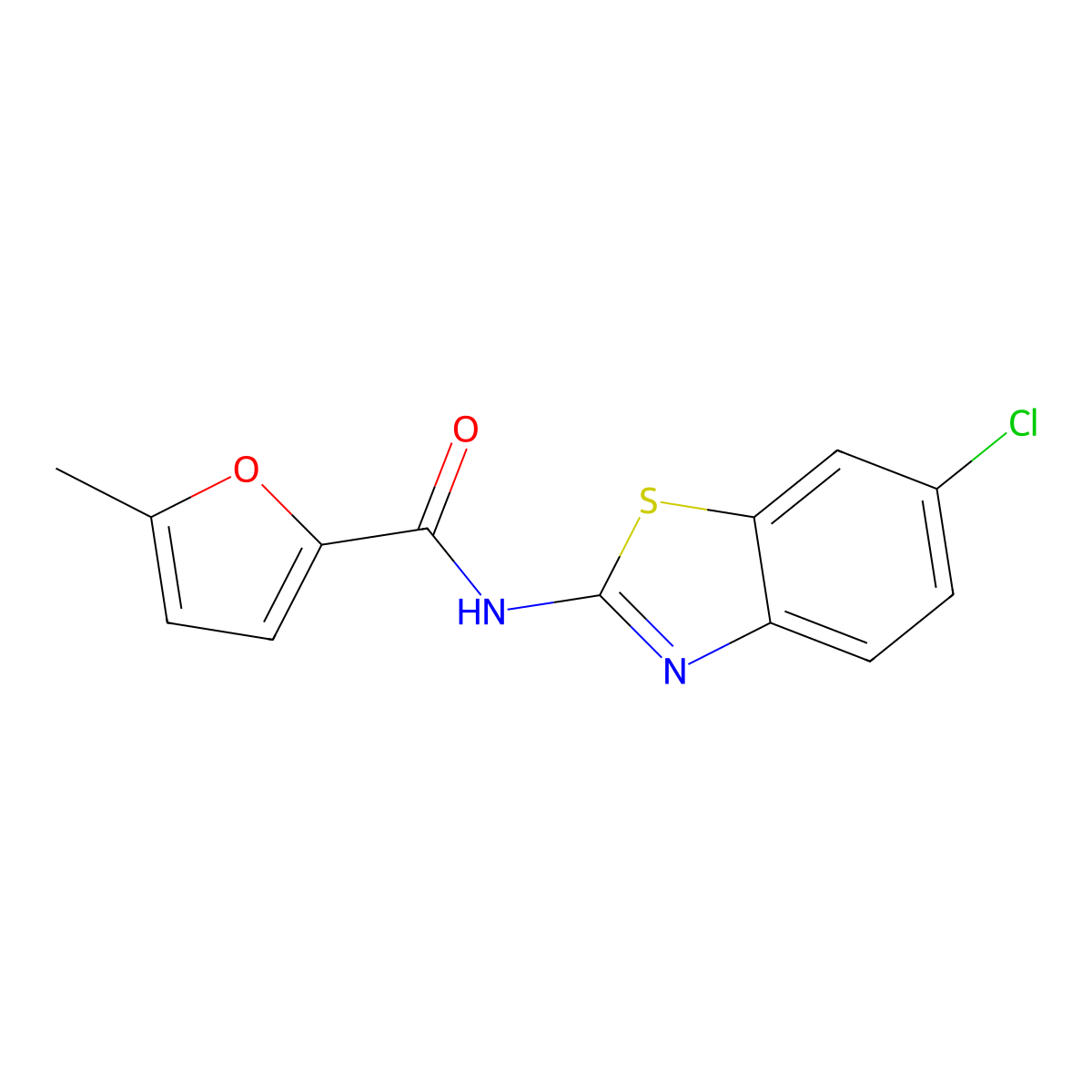 N-(6-chloro-1,3-benzothiazol-2-yl)-5-methylfuran-2-carboxamide molecular structure, CAS 544458-16-4