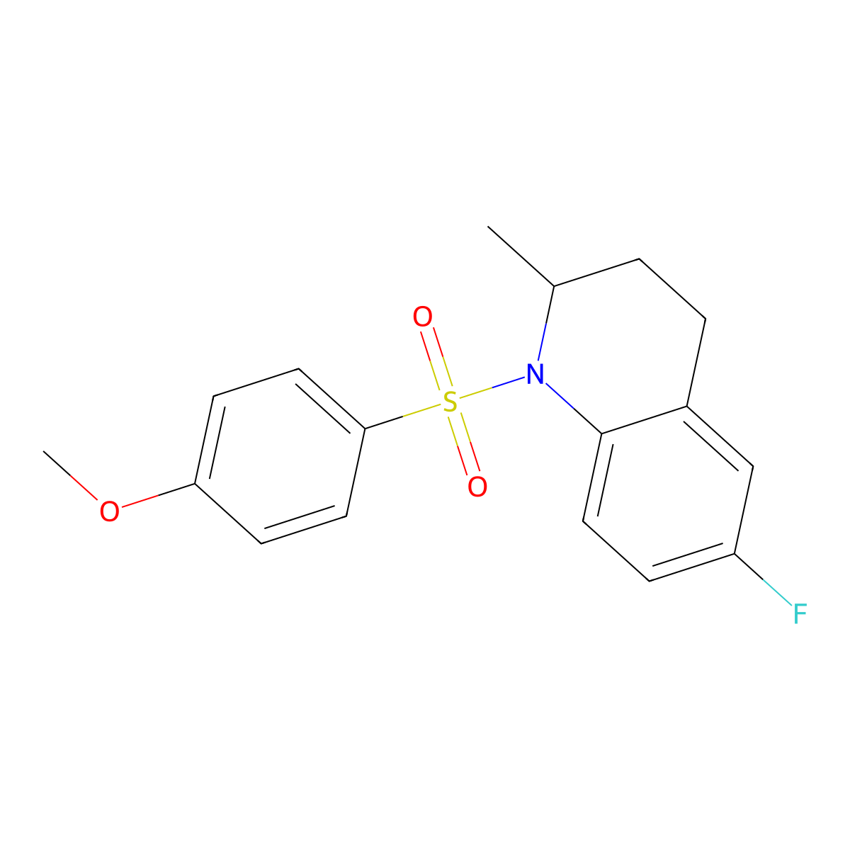 6-Fluoro-1-[(4-methoxyphenyl)sulfonyl]-2-methyl-1,2,3,4-tetrahydroquinoline molecular structure, CAS 544458-59-5
