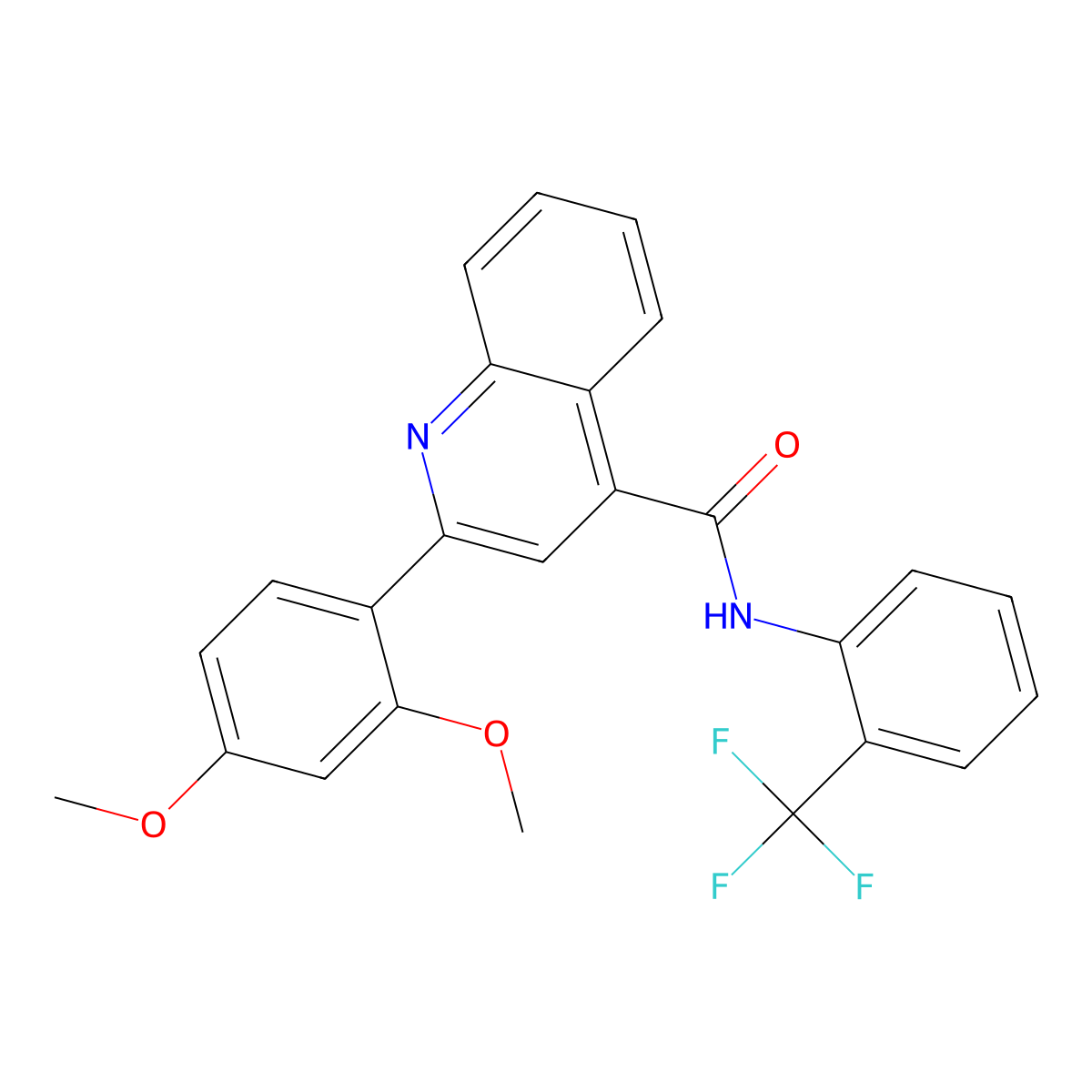 2-(2,4-dimethoxyphenyl)-N-[2-(trifluoromethyl)phenyl]quinoline-4-carboxamide molecular structure, CAS 544458-61-9