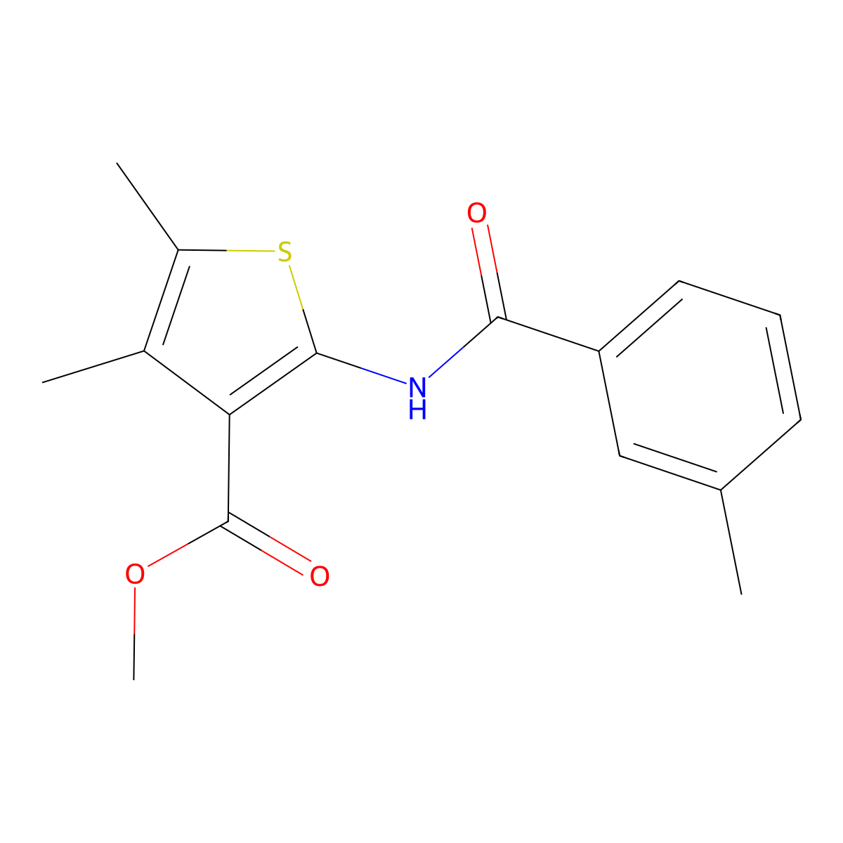 Methyl 4,5-dimethyl-2-(3-methylbenzamido)thiophene-3-carboxylate molecular structure, CAS 544459-28-1