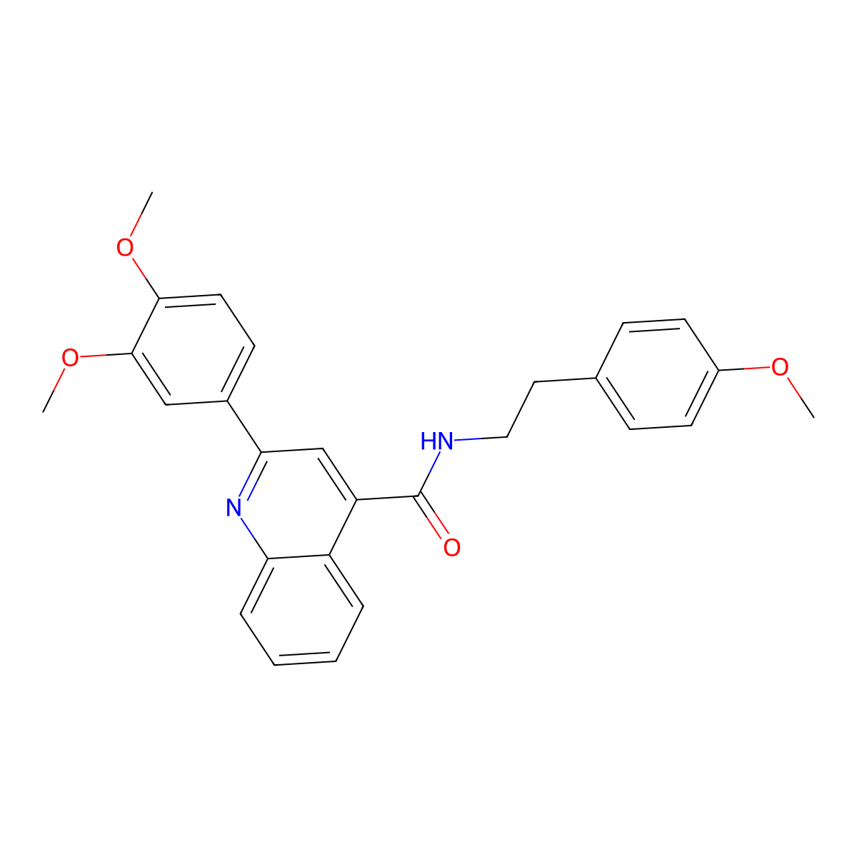2-(3,4-dimethoxyphenyl)-N-[2-(4-methoxyphenyl)ethyl]quinoline-4-carboxamide molecular structure, CAS 544459-74-7