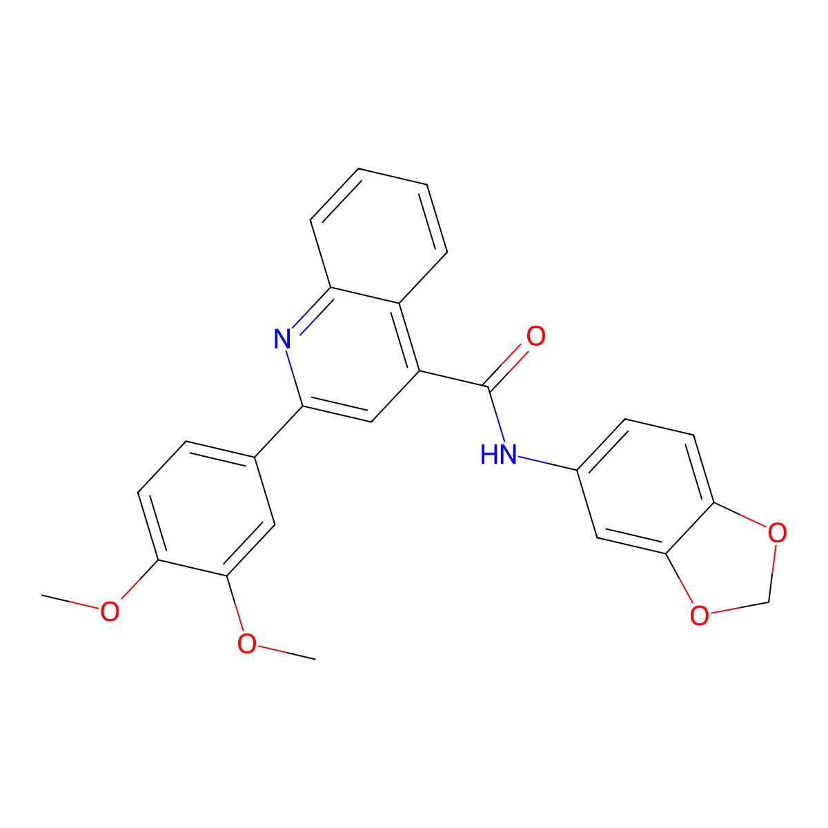 N-(1,3-benzodioxol-5-yl)-2-(3,4-dimethoxyphenyl)quinoline-4-carboxamide molecular structure, CAS 544459-91-8