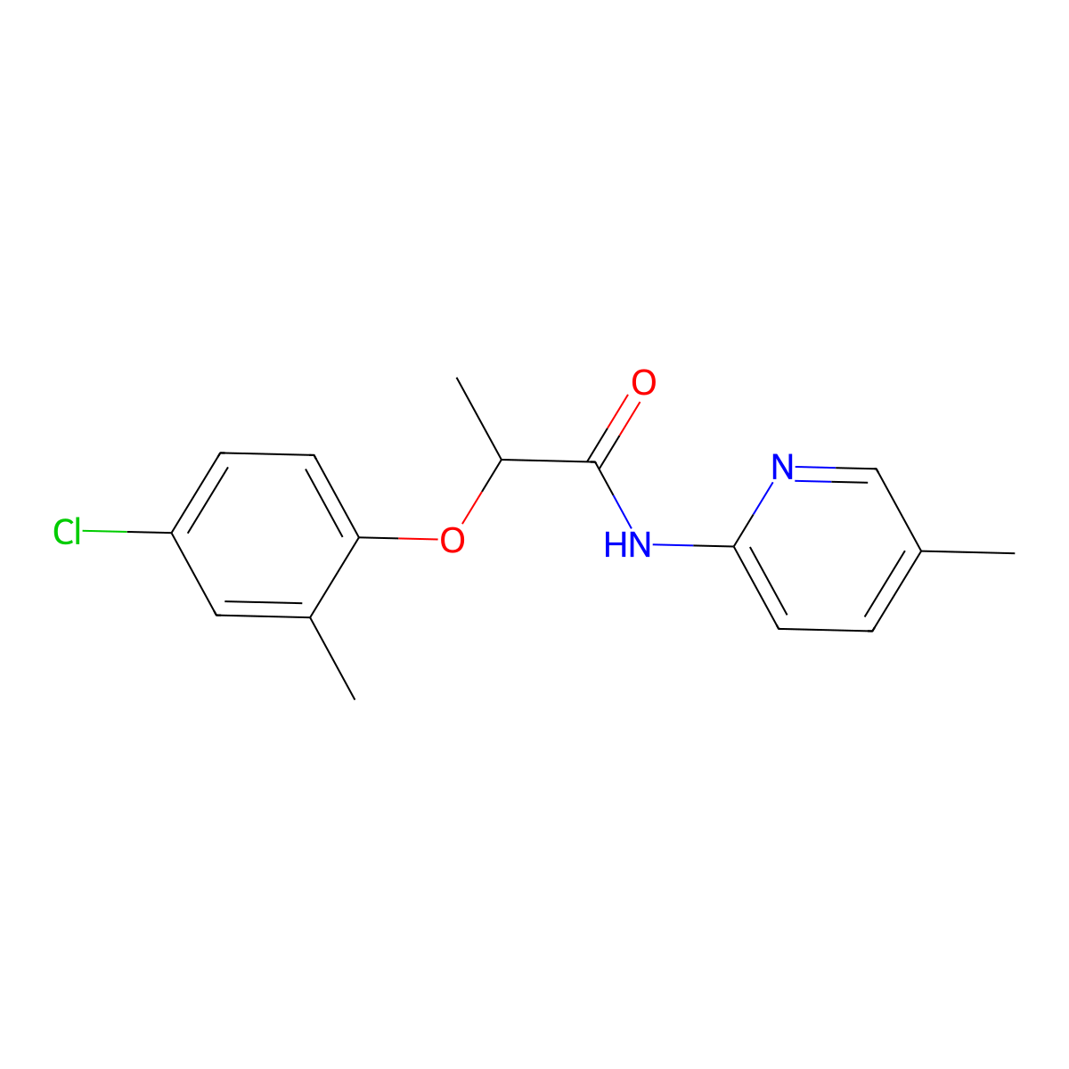 2-(4-chloro-2-methylphenoxy)-N-(5-methylpyridin-2-yl)propanamide molecular structure, CAS 544459-93-0