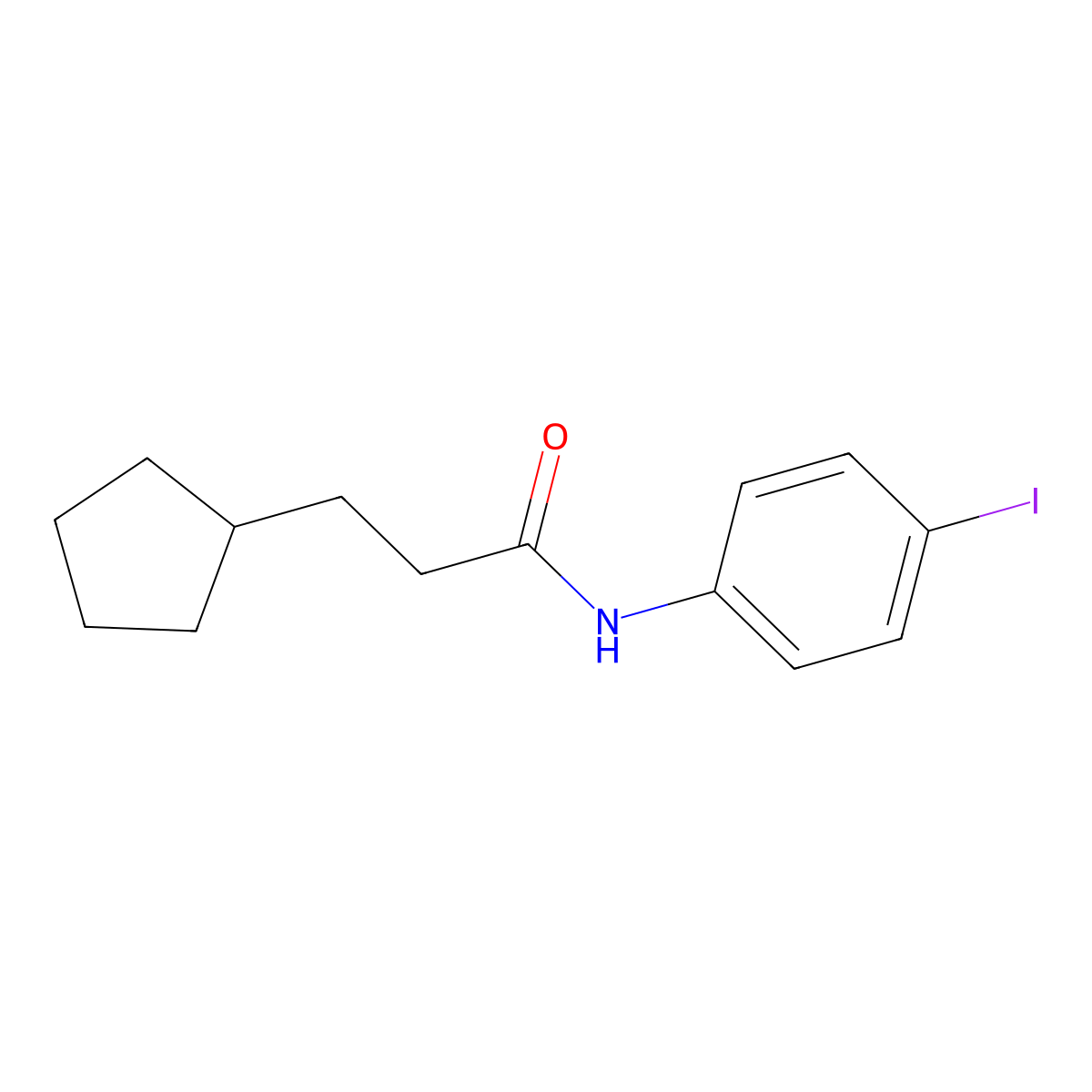 3-cyclopentyl-N-(4-iodophenyl)propanamide molecular structure, CAS 544460-09-5