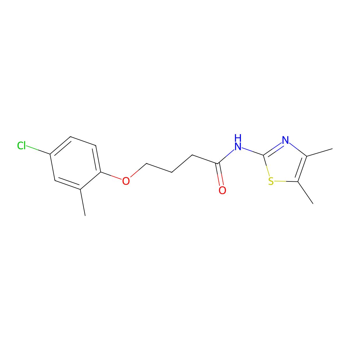 4-(4-chloro-2-methylphenoxy)-N-(4,5-dimethyl-1,3-thiazol-2-yl)butanamide molecular structure, CAS 544460-24-4