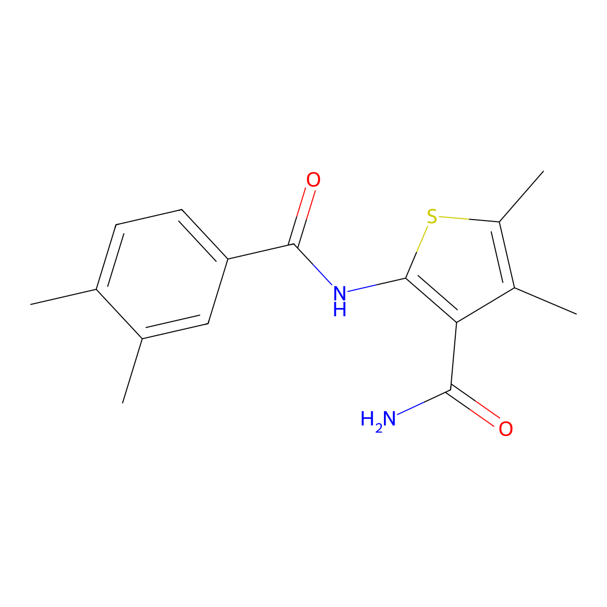 2-(3,4-Dimethylbenzamido)-4,5-dimethylthiophene-3-carboxamide molecular structure, CAS 544460-26-6