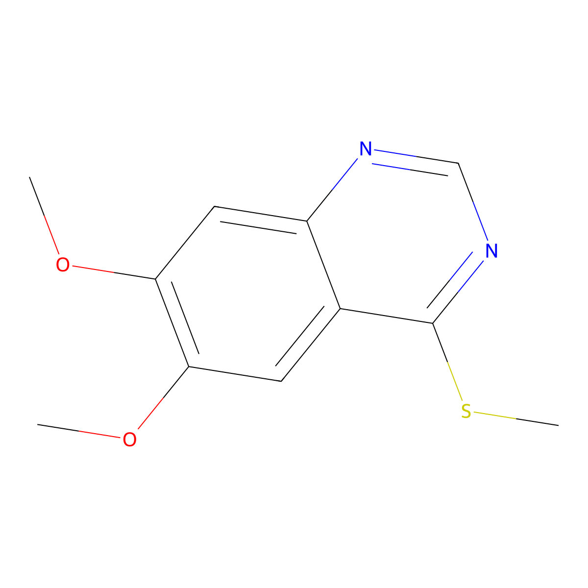 6,7-Dimethoxy-4-(methylsulfanyl)quinazoline molecular structure, CAS 544461-27-0
