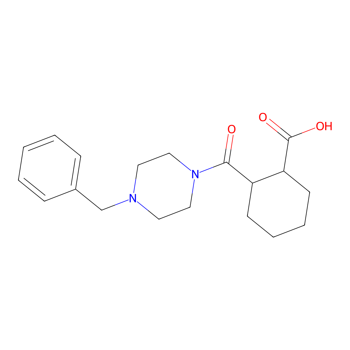 2-[(4-Benzyl-1-piperazinyl)carbonyl]-cyclohexanecarboxylic acid molecular structure, CAS 544462-20-6