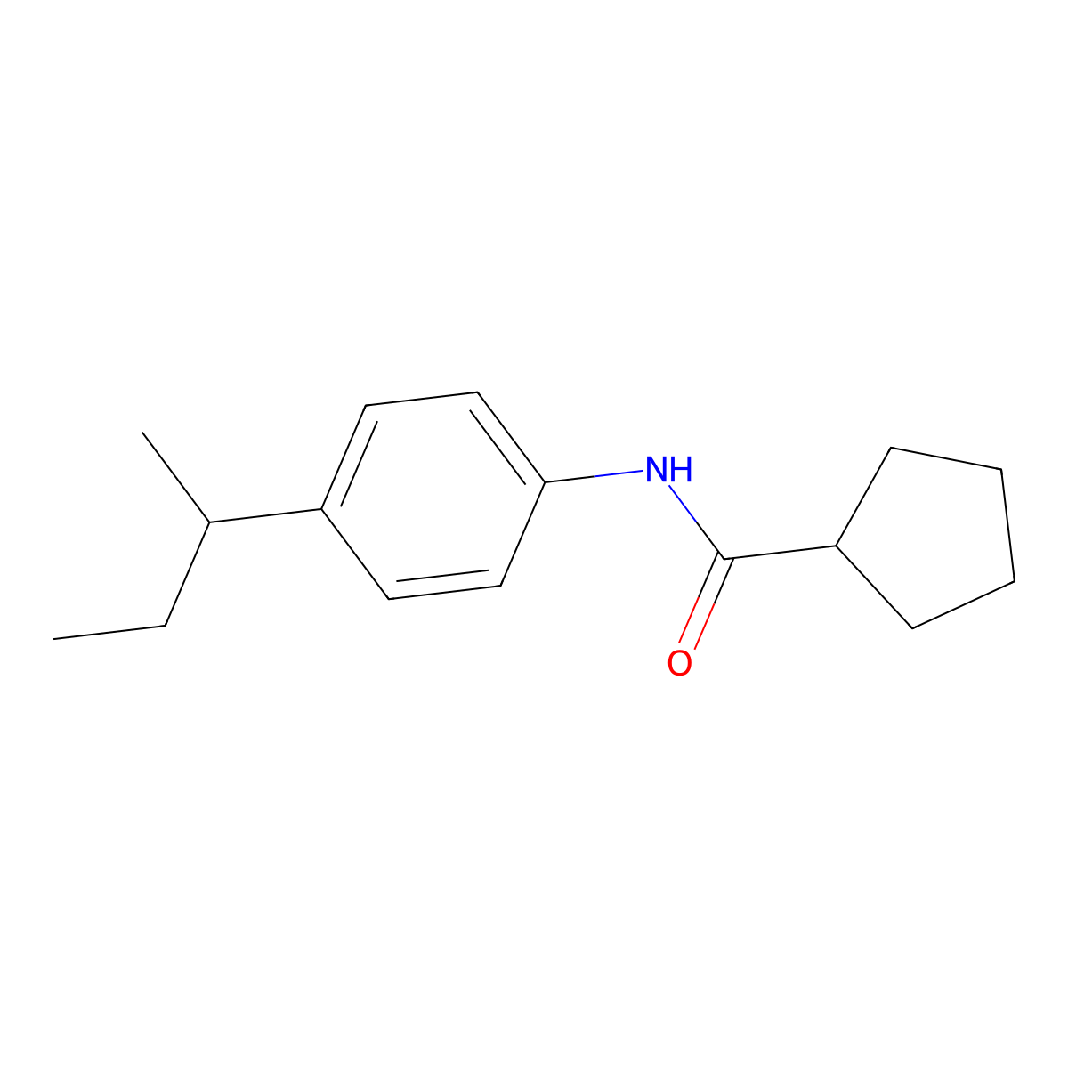 N-(4-butan-2-ylphenyl)cyclopentanecarboxamide molecular structure, CAS 544463-05-0