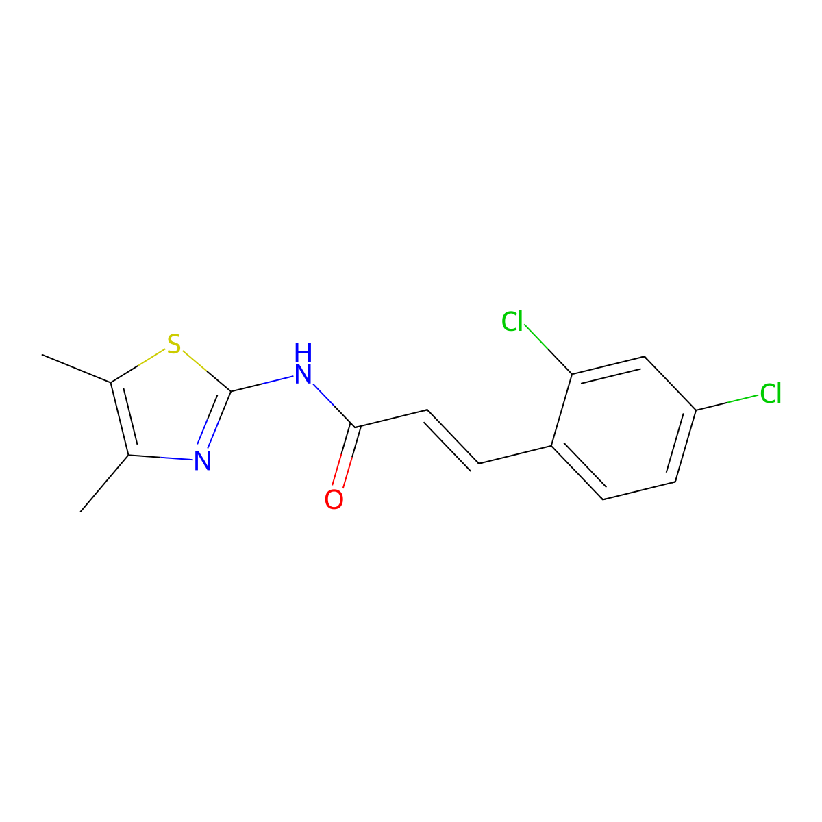 2-Propenamide, 3-(2,4-dichlorophenyl)-N-(4,5-dimethyl-2-thiazolyl)- molecular structure, CAS 544463-48-1