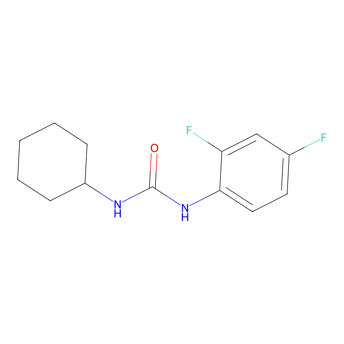 1-Cyclohexyl-3-(2,4-difluorophenyl)urea molecular structure, CAS 544464-02-0