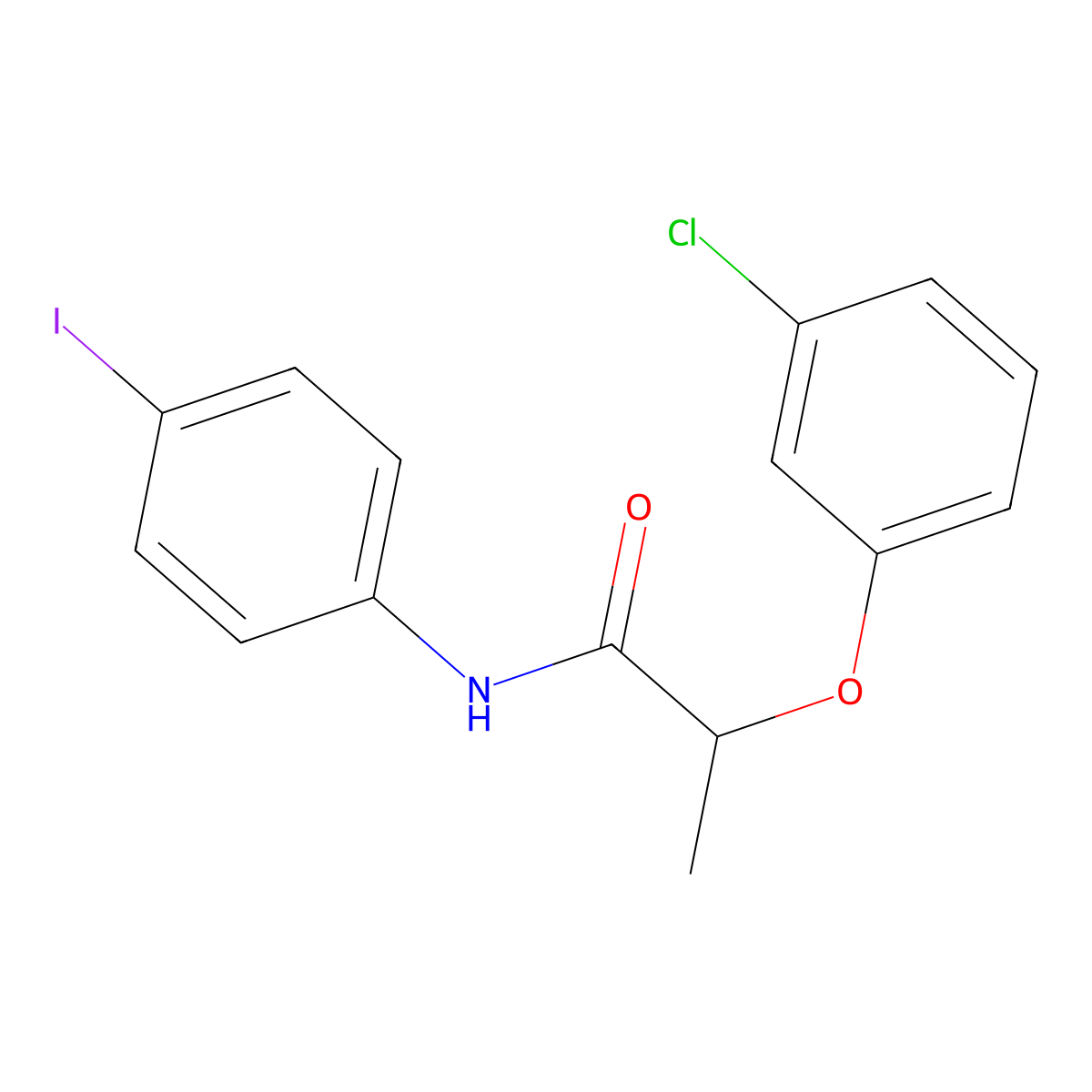 2-(3-chlorophenoxy)-N-(4-iodophenyl)propanamide molecular structure, CAS 544464-25-7