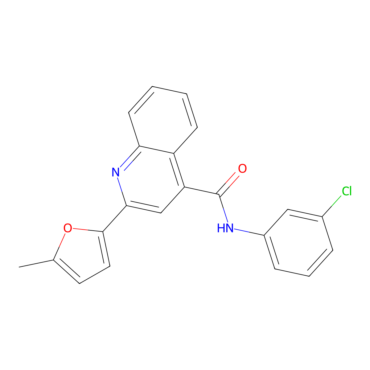 N-(3-chlorophenyl)-2-(5-methylfuran-2-yl)quinoline-4-carboxamide molecular structure, CAS 544464-41-7