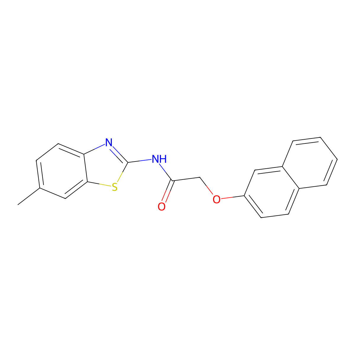 N-(6-methyl-1,3-benzothiazol-2-yl)-2-(2-naphthyloxy)acetamide molecular structure, CAS 544464-53-1