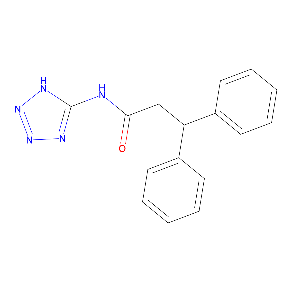 3,3-diphenyl-N-(1H-tetrazol-5-yl)propanamide molecular structure, CAS 544464-66-6