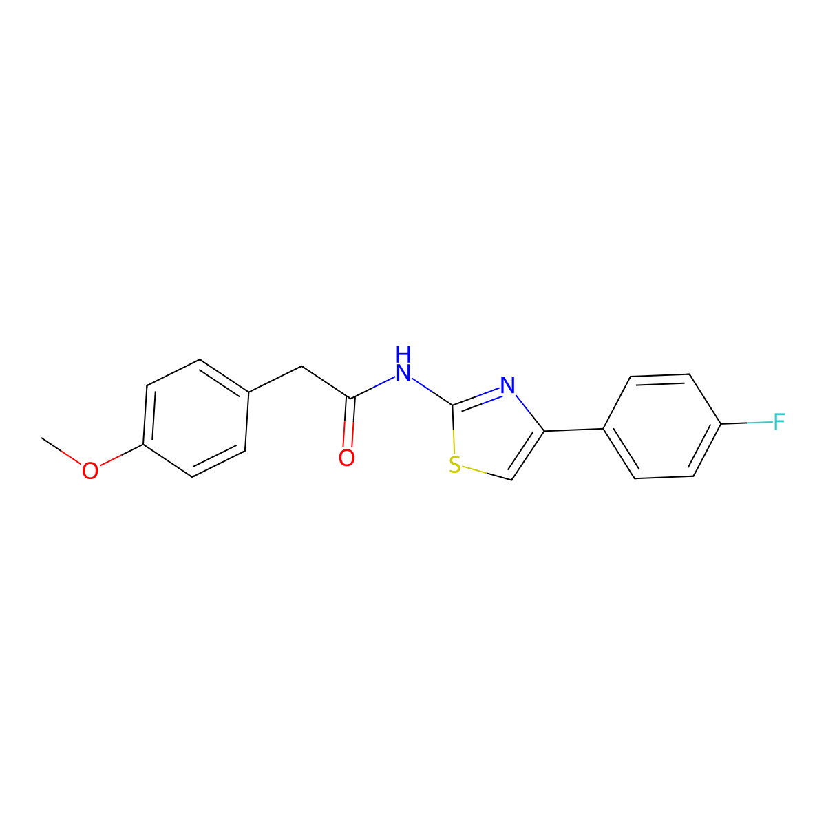 N-[4-(4-fluorophenyl)-1,3-thiazol-2-yl]-2-(4-methoxyphenyl)acetamide molecular structure, CAS 544465-11-4