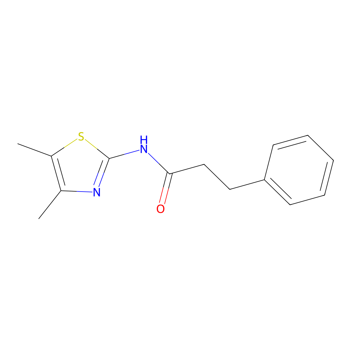 N-(4,5-dimethyl-1,3-thiazol-2-yl)-3-phenylpropanamide molecular structure, CAS 544465-75-0