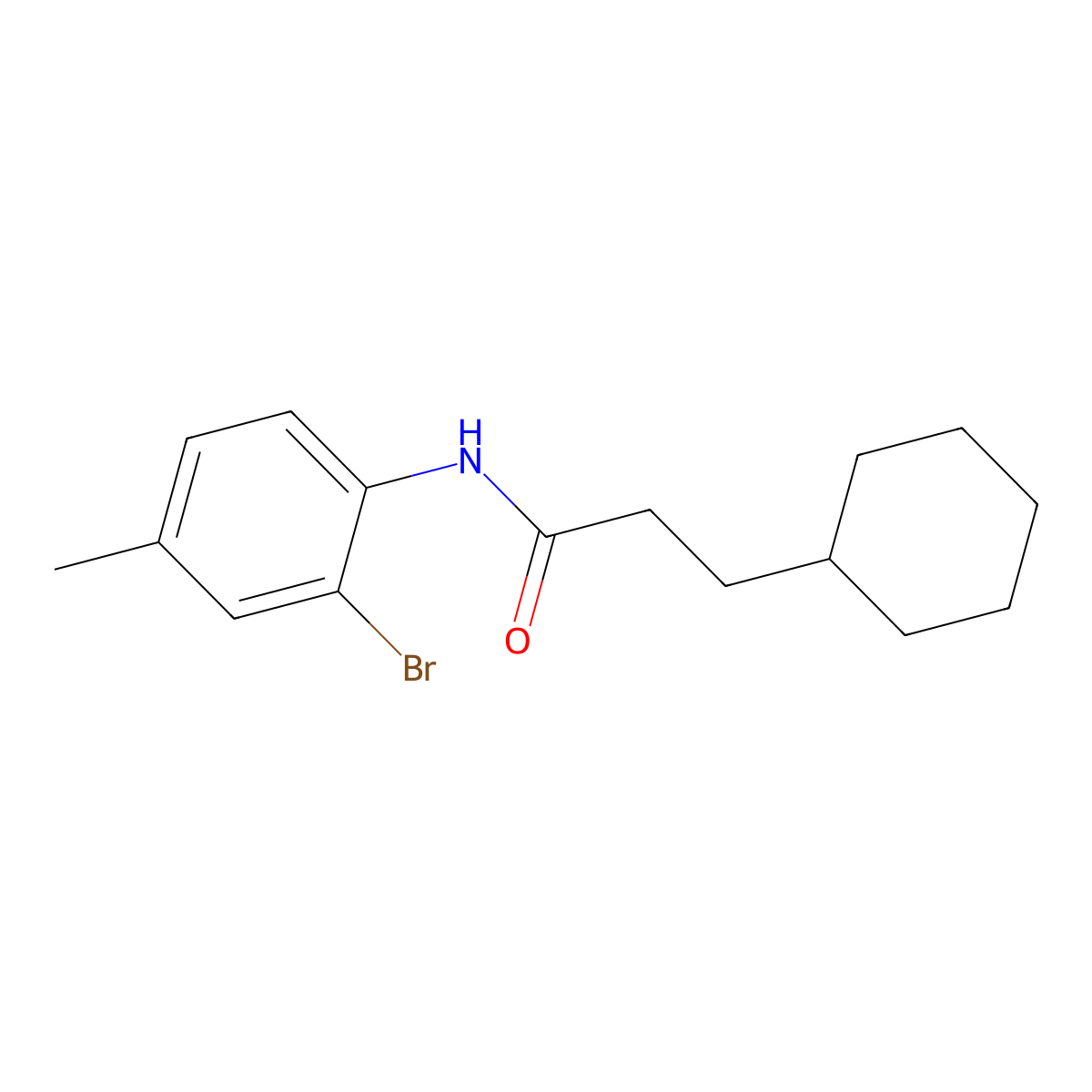 N-(2-bromo-4-methylphenyl)-3-cyclohexylpropanamide molecular structure, CAS 544466-28-6