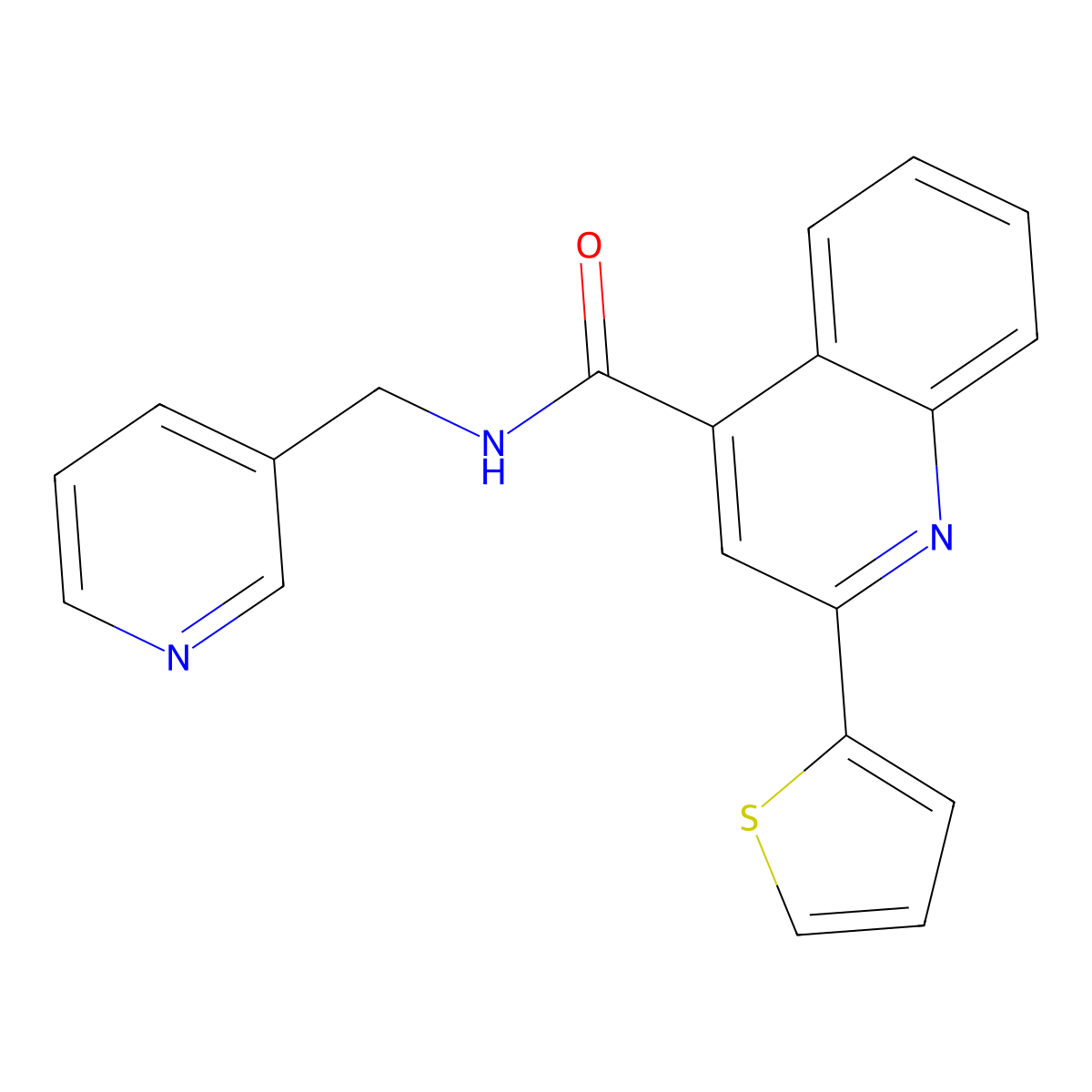 N-(pyridin-3-ylmethyl)-2-thiophen-2-ylquinoline-4-carboxamide molecular structure, CAS 544466-76-4