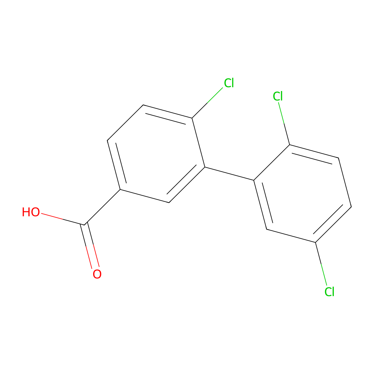 4-Chloro-3-(2,5-dichlorophenyl)benzoic acid molecular structure, CAS 544475-98-1