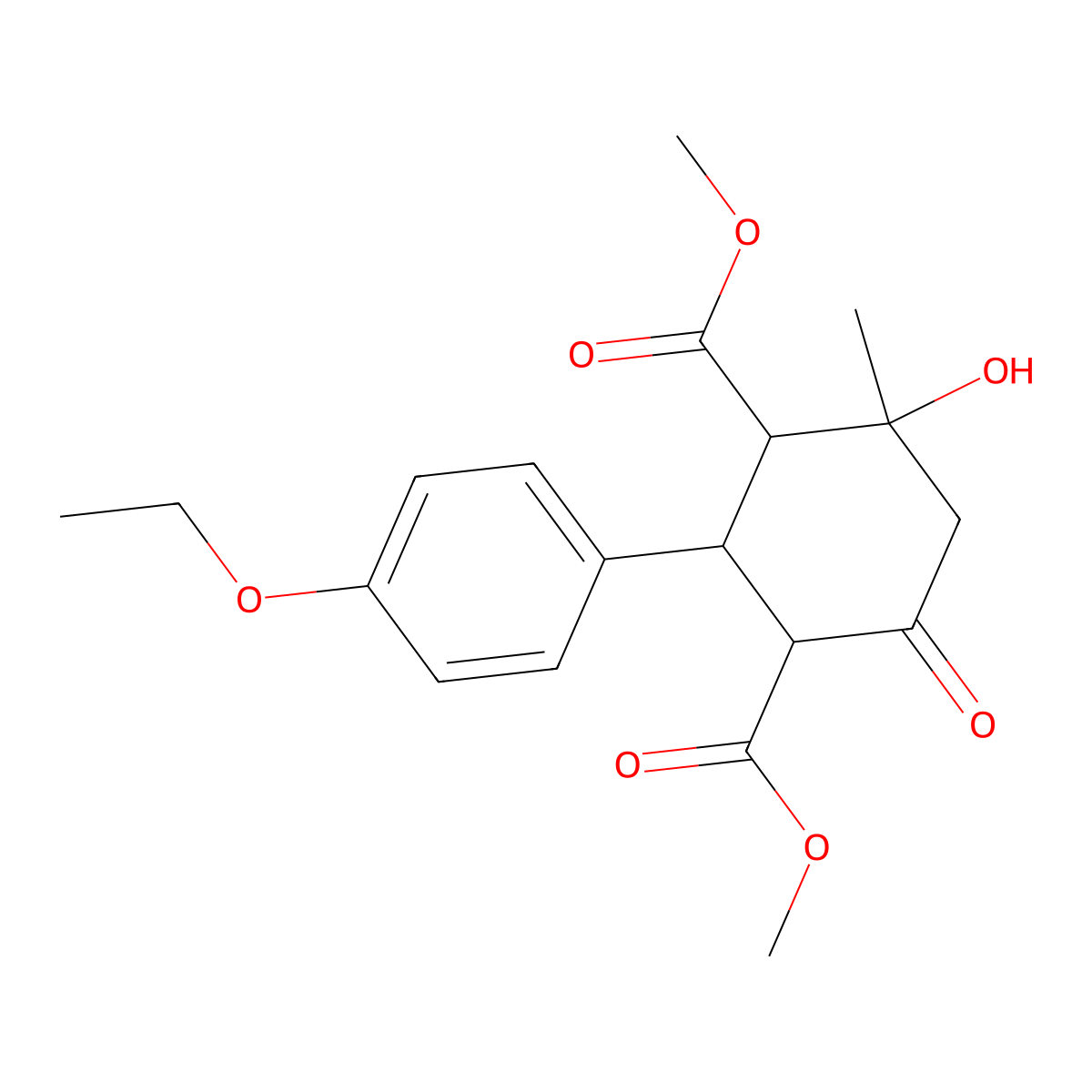 Dimethyl 2-(4-ethoxyphenyl)-4-hydroxy-4-methyl-6-oxocyclohexane-1,3-dicarboxylate molecular structure, CAS 544478-22-0