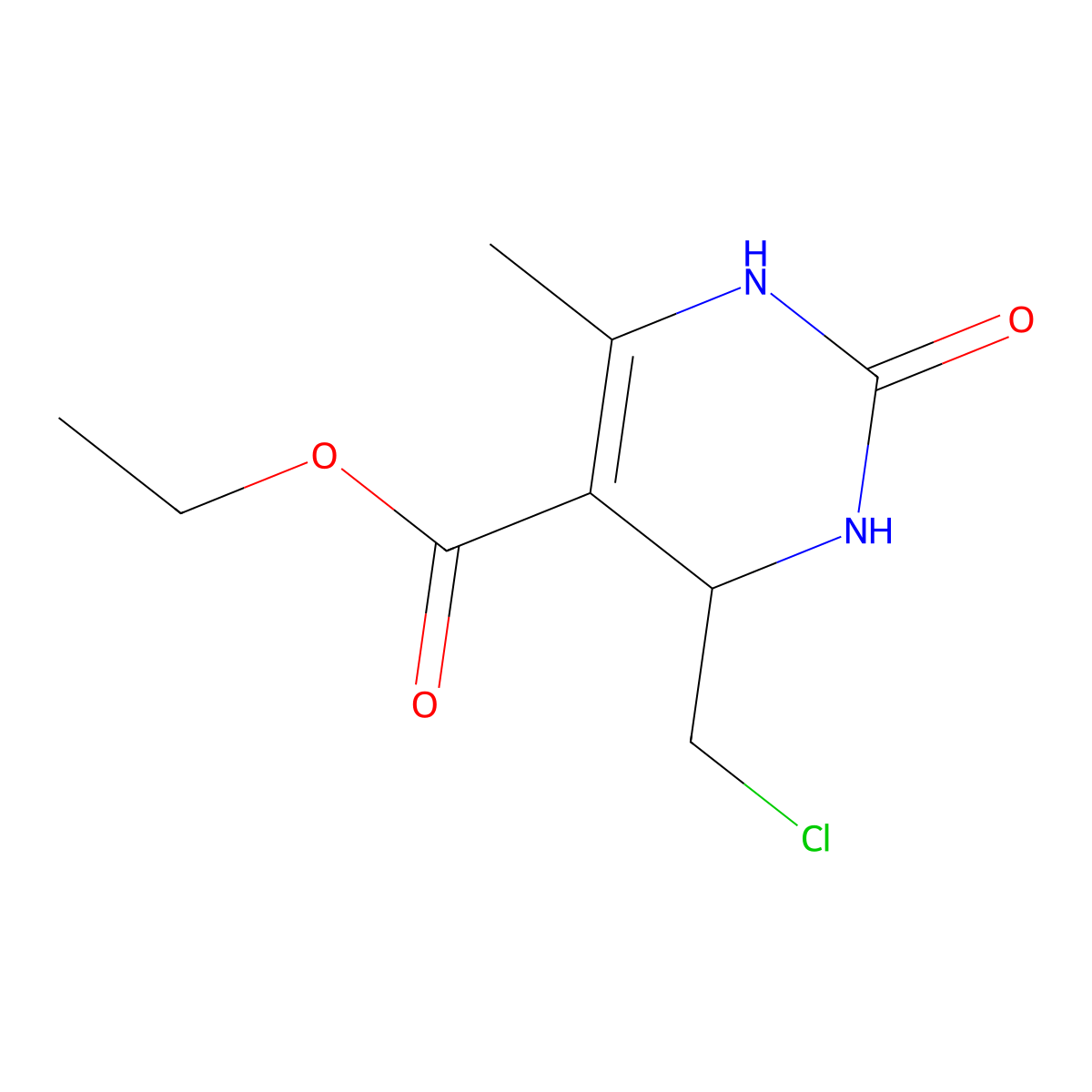 Ethyl 4-(chloromethyl)-6-methyl-2-oxo-1,2,3,4-tetrahydropyrimidine-5-carboxylate molecular structure, CAS 54449-02-4