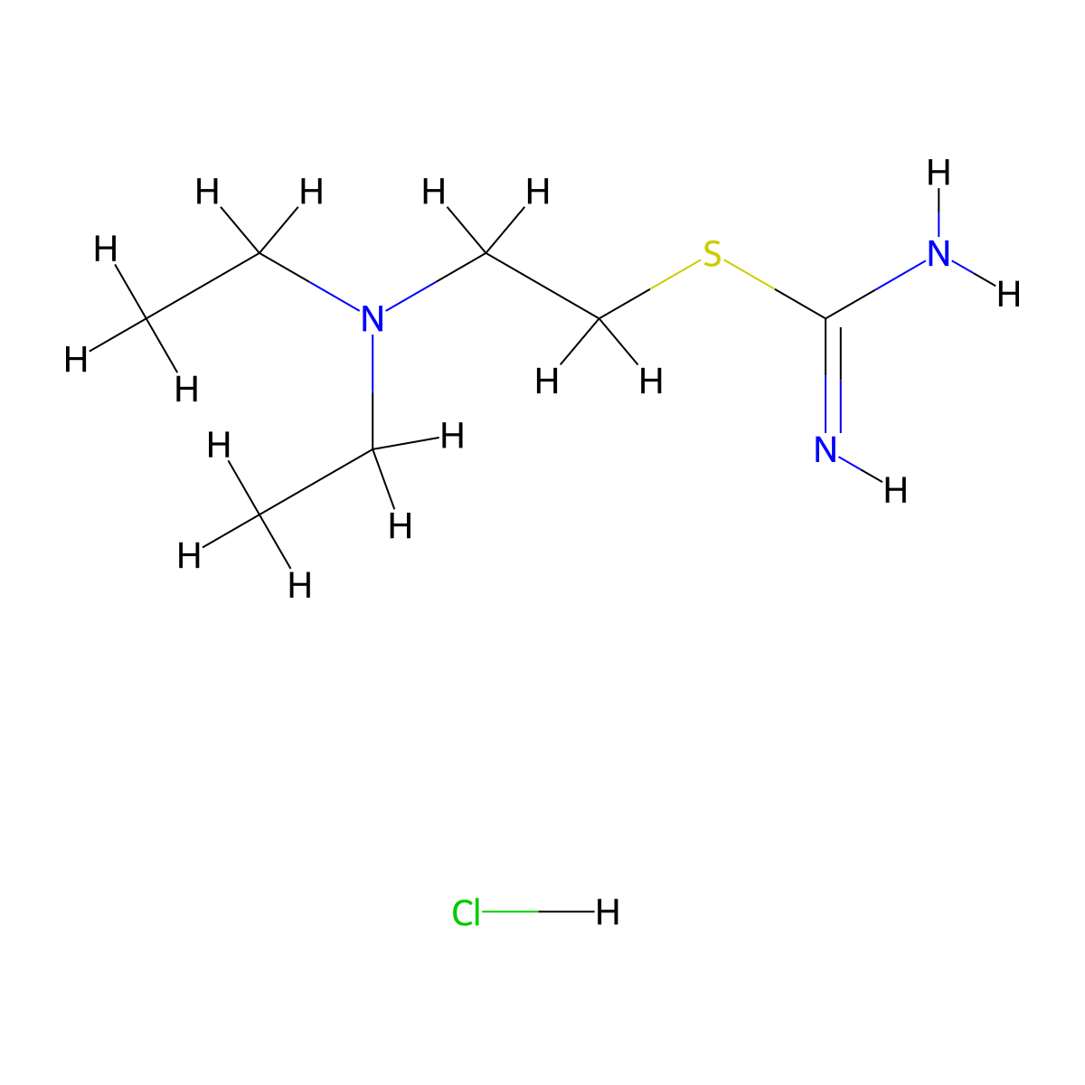 Carbamimidothioic acid, 2-(diethylamino)ethyl ester, hydrochloride (1:1) molecular structure, CAS 5445-68-1