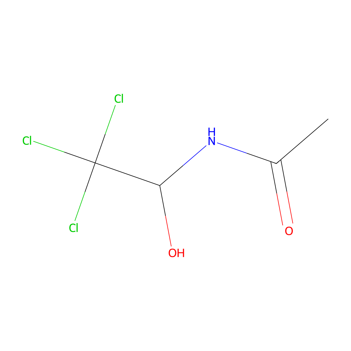 N-(2,2,2-trichloro-1-hydroxyethyl)acetamide molecular structure, CAS 5445-85-2