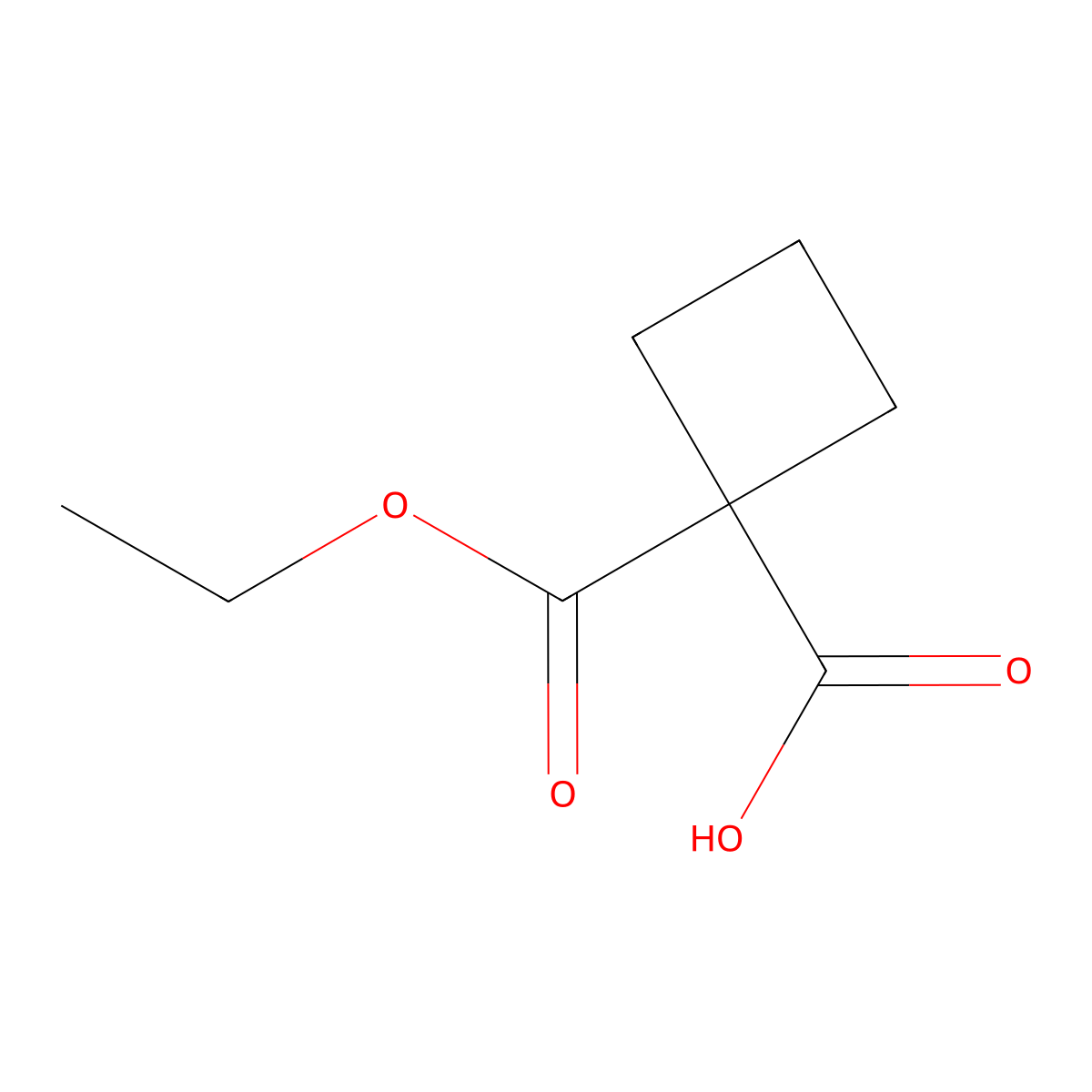 1-(Ethoxycarbonyl)cyclobutane-1-carboxylic acid molecular structure, CAS 54450-84-9