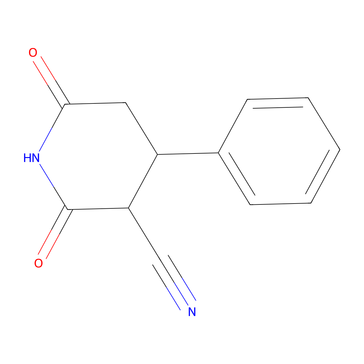 2,6-Dioxo-4-phenyl-piperidine-3-carbonitrile molecular structure, CAS 54459-77-7