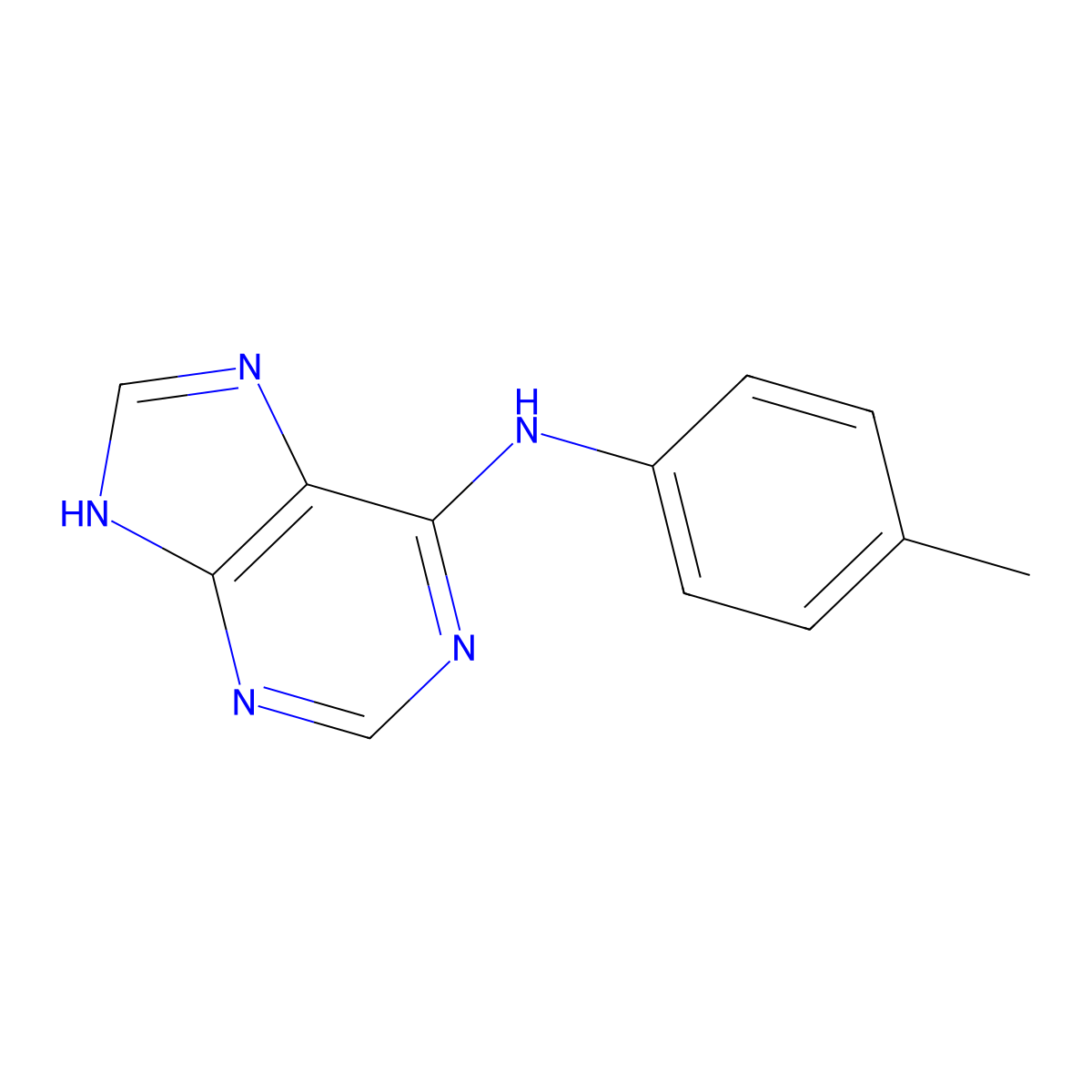 N-(4-methylphenyl)-7H-purin-6-amine molecular structure, CAS 5446-36-6