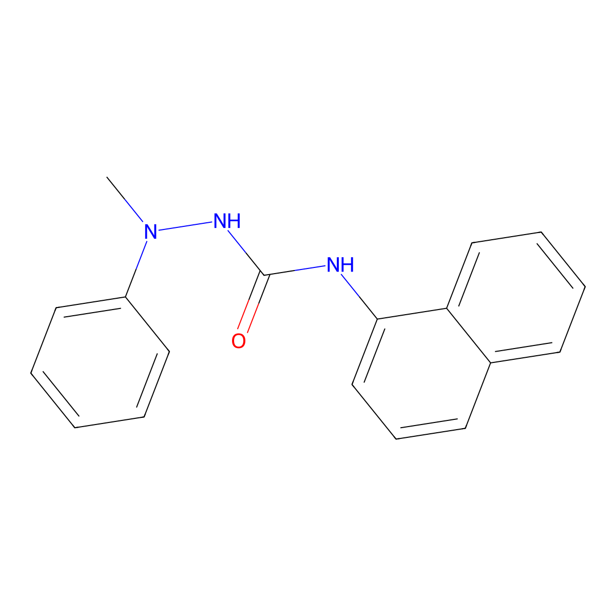 2-Methyl-N-(1-naphthyl)-2-phenylhydrazinecarboxamide molecular structure, CAS 5446-52-6