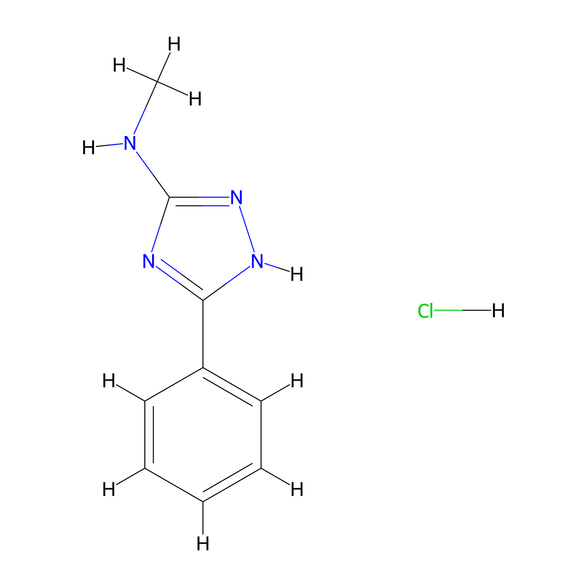 N-methyl-5-phenyl-4H-1,2,4-triazol-3-amine hydrochloride molecular structure, CAS 54463-82-0