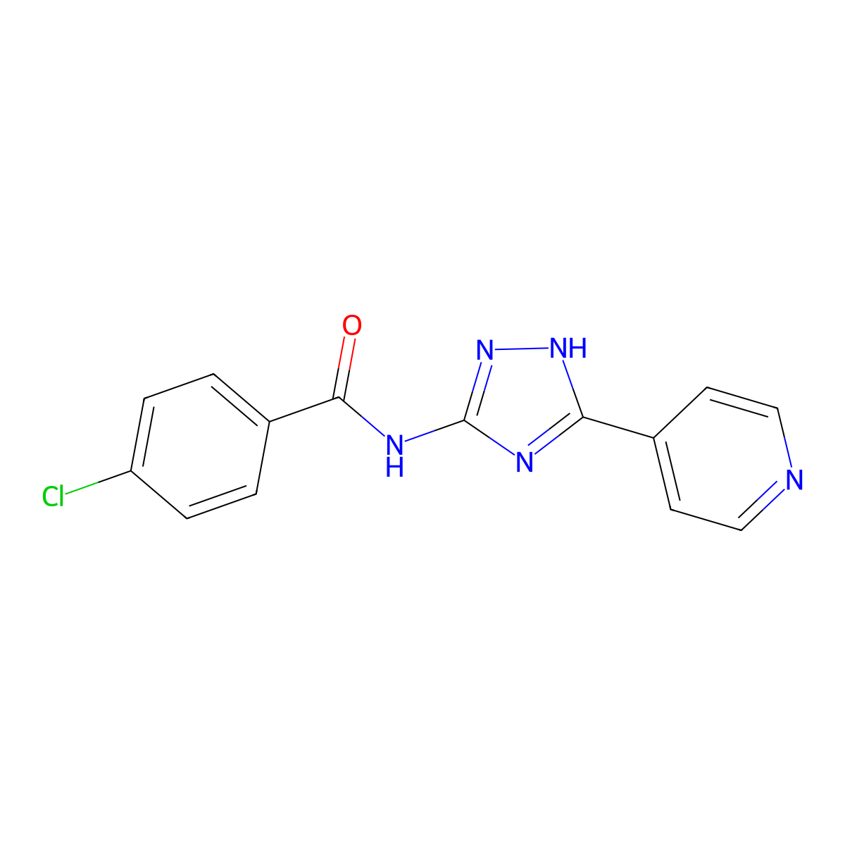 Benzamide, 4-chloro-N-[5-(4-pyridinyl)-1H-1,2,4-triazol-3-yl]- molecular structure, CAS 54464-06-1