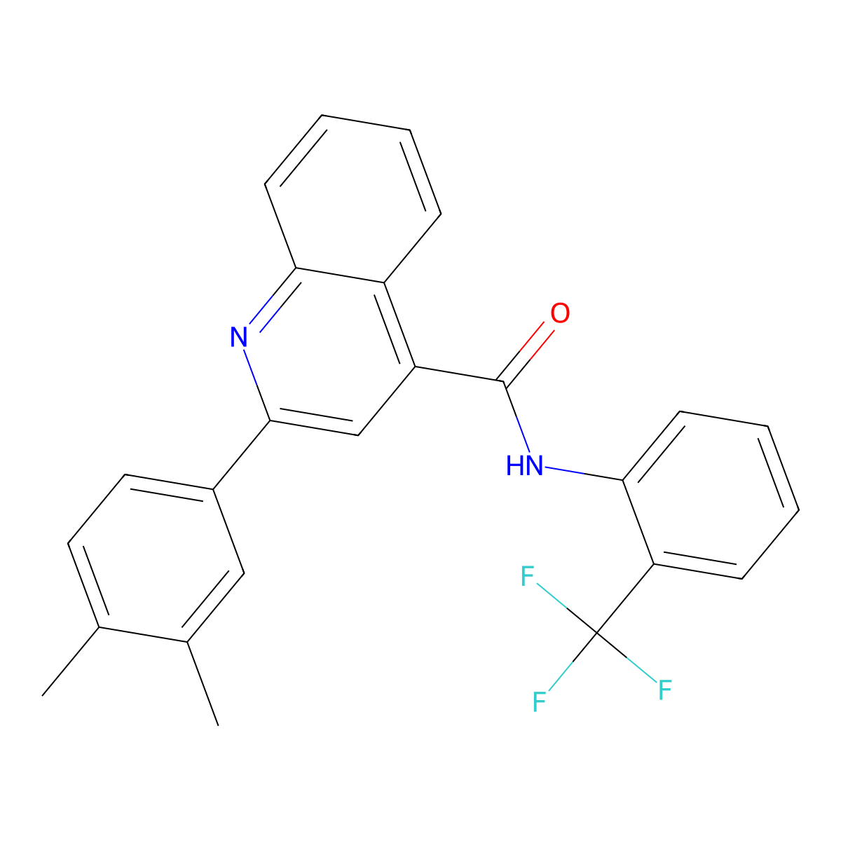 2-(3,4-dimethylphenyl)-N-[2-(trifluoromethyl)phenyl]quinoline-4-carboxamide molecular structure, CAS 544656-35-1