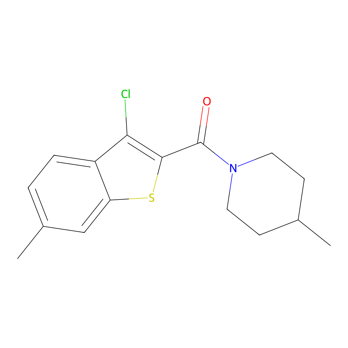 (3-Chloro-6-methyl-1-benzothiophen-2-yl)(4-methylpiperidino)methanone molecular structure, CAS 544656-71-5