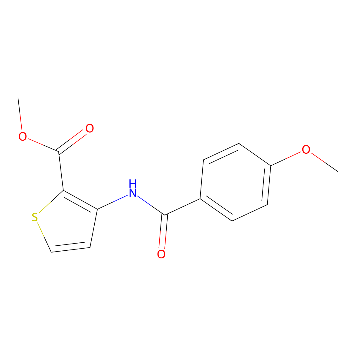 3-[[(4-Methoxyphenyl)-oxomethyl]amino]-2-thiophenecarboxylic acid methyl ester molecular structure, CAS 544656-81-7